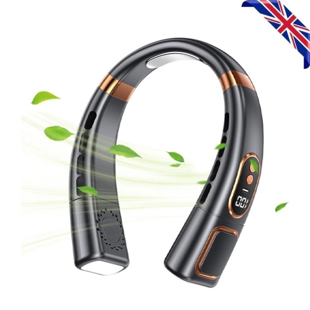 Portable Neck Fan 5 Speeds with LED Fan Air Cooler for Home Office Travel Sports