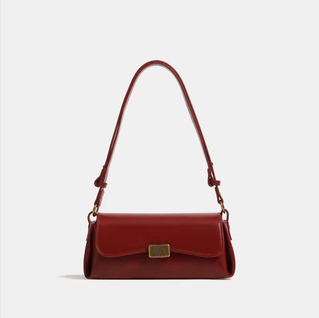 Womens Bag Genuine Leather Vintage Baguette Underarm Bag Crossbody Shoulder Bag