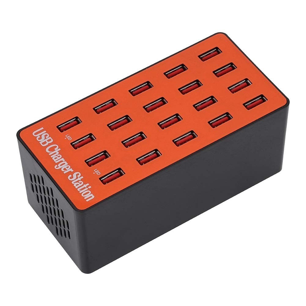 20-Port USB Charging Hub–Fast Charger Station 80W 16A, Multi-Device Desktop USB 