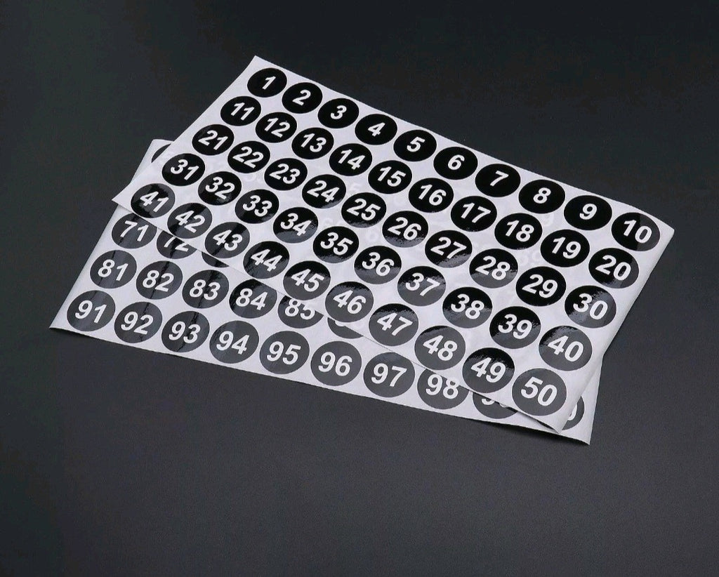 5 Sheets 1 to 100 Number Stickers Vinyl Consecutive Self-Adhesive Decal Tags
