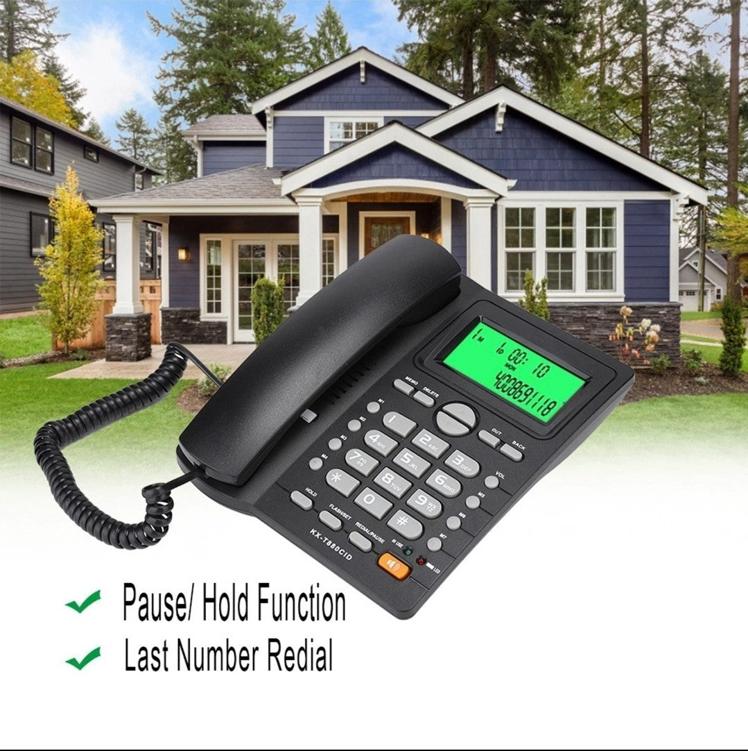 Wired Telephone with Caller ID & Loudspeaker–Fast Dialling,Mute,Redial,Office 