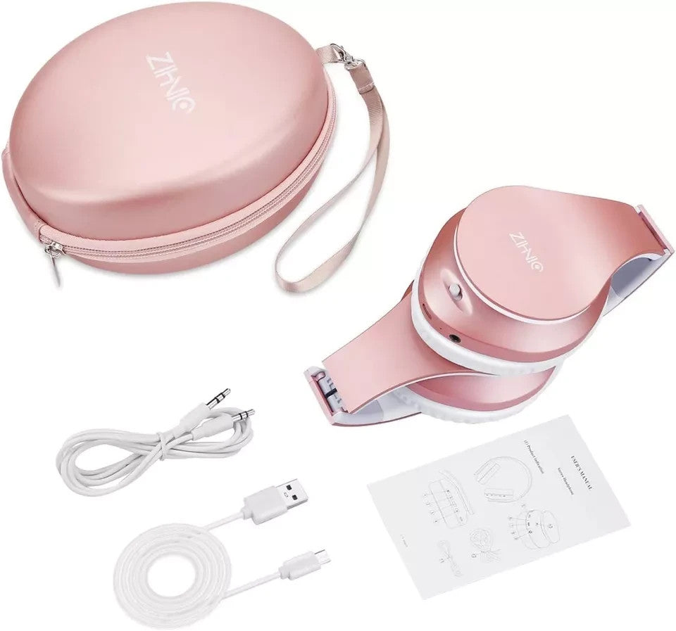 ZIHNIC Bluetooth Headphones Over-Ear, Foldable Wireless and Wired Stereo Headset