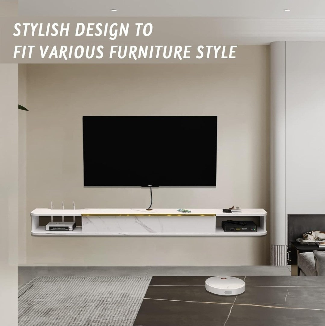 Pmnianhua Floating TV Stand, Wall Mounted Entertainment Center TV Console 150cm