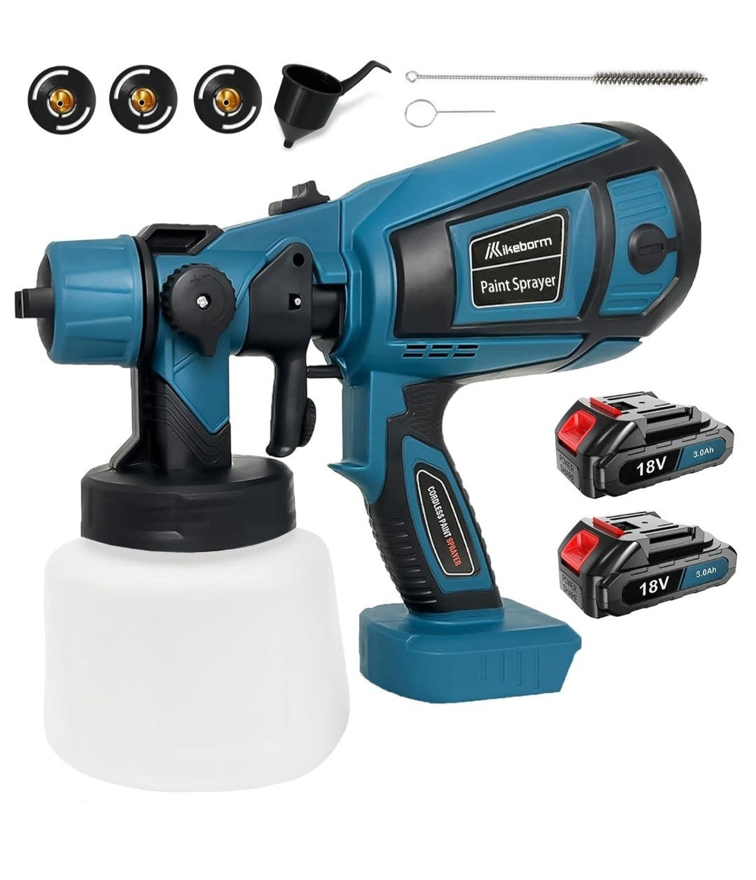Cordless Paint Sprayer 1000ML  Spray Gun + 2 x 18V Li-ion Battery & Accessories