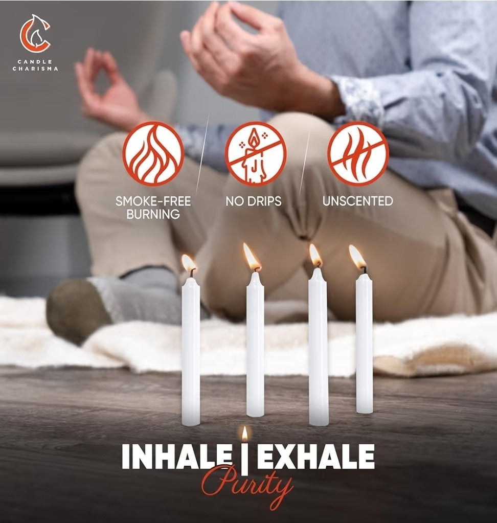 Candle Charisma 100x White Spell Candles - 4" Unscented Paraffin Chime Candles, 