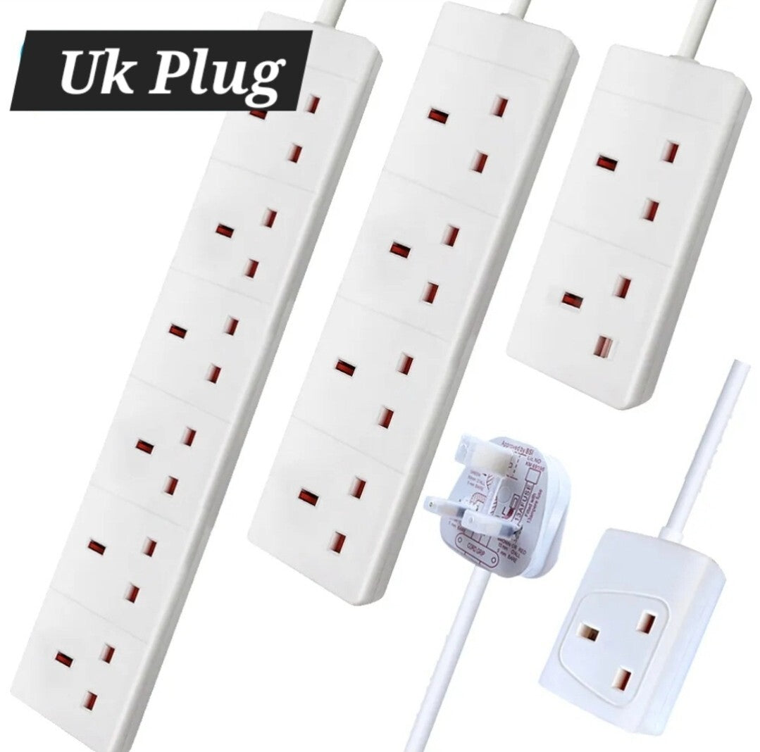EXTENSION LEAD CABLE ELECTRIC MAINS POWER 3 Way, 4 Way, 6 Way GANG PLUG SOCKET