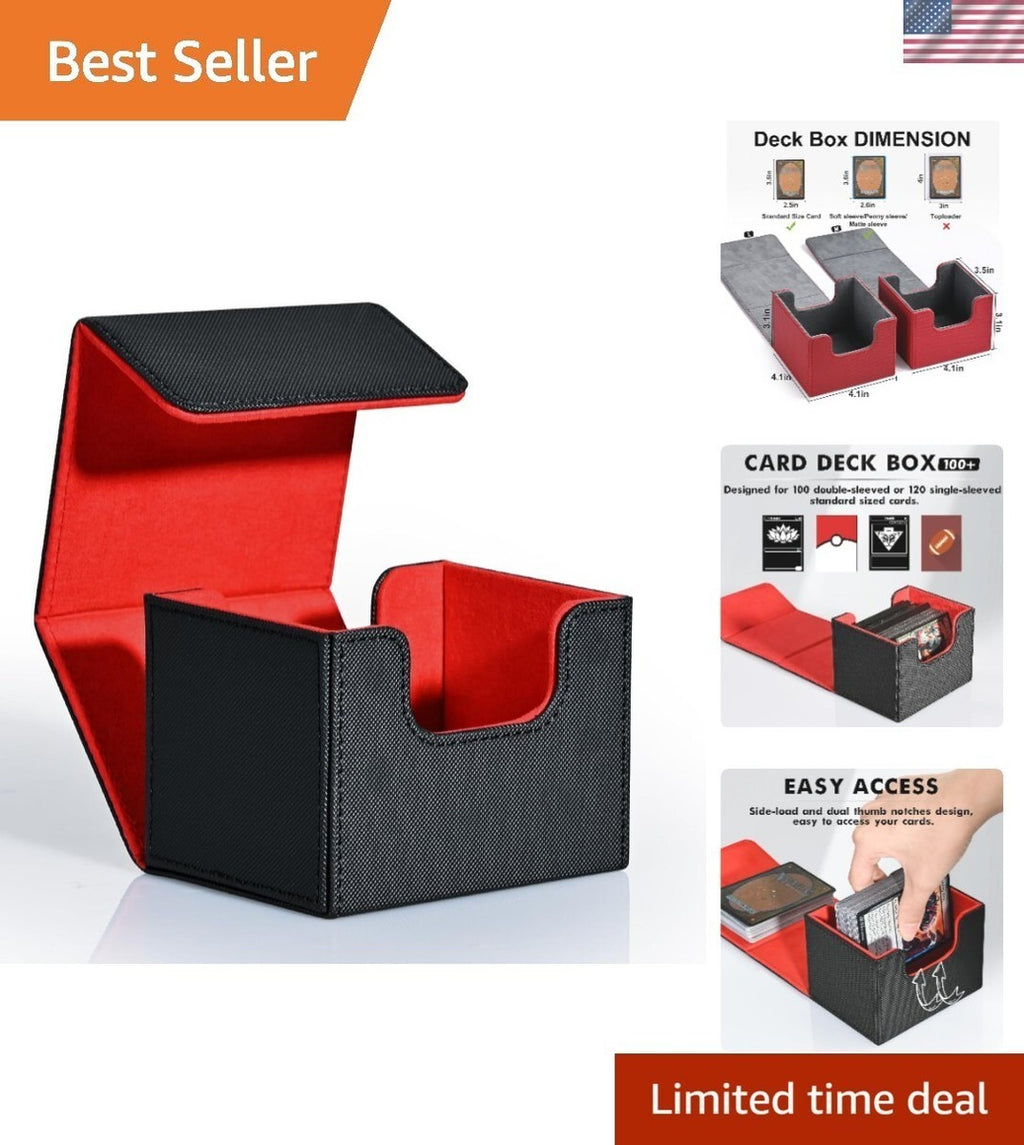 Premium Deck Boxes Card Holder - Strong Magnetic Clips - Single Black 