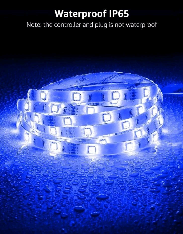 LampUX 5m WiFi Smart LED RGB Strip Lights IP65 Alexa Google Assistant, R Control