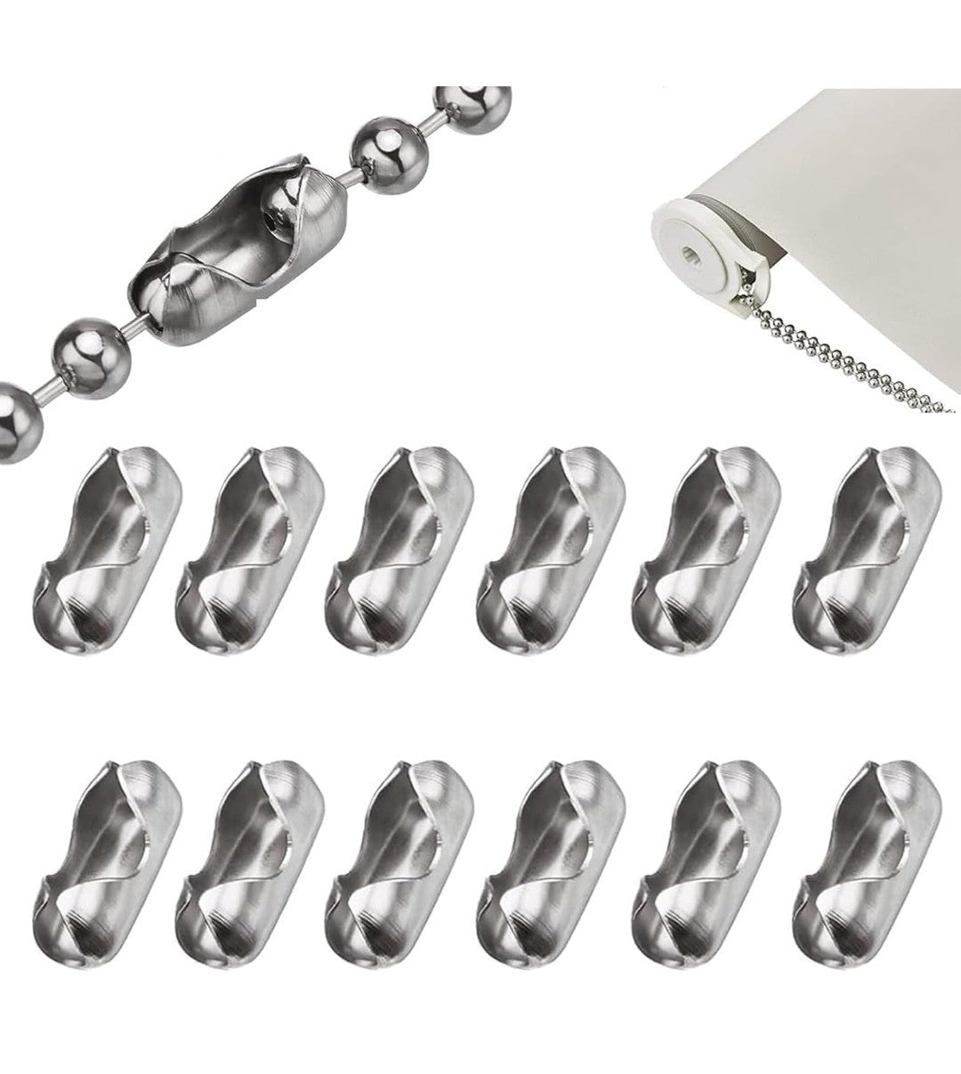 Blind Chain Connectors, Ball Chain Connectors for Roller, Stainless Steel- 10Pcs