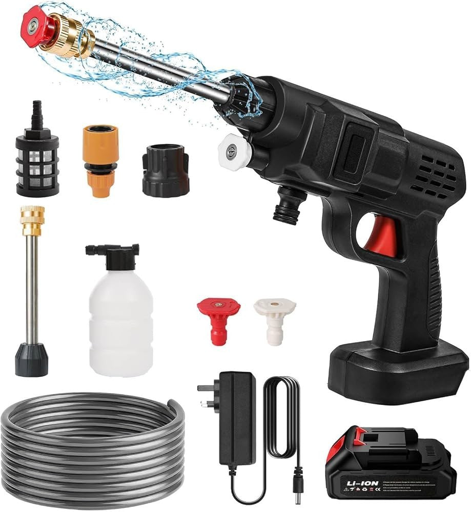 Cordless Car Pressure Washer Water Gun High Power Jet Wash Cleaner Rechargeable