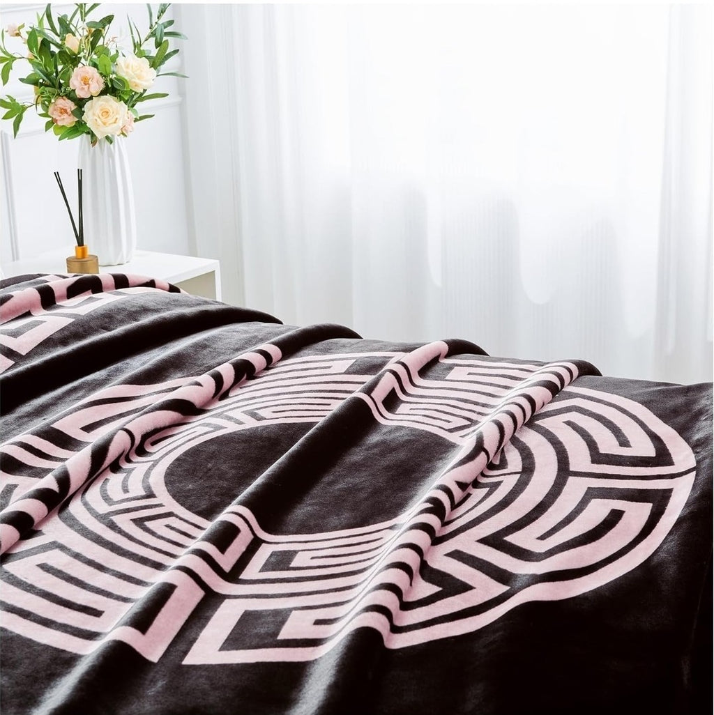 King Size Blanket 2 Ply Greek Reversable Fleece 4KG–Soft Warm Weighted 200x240cm