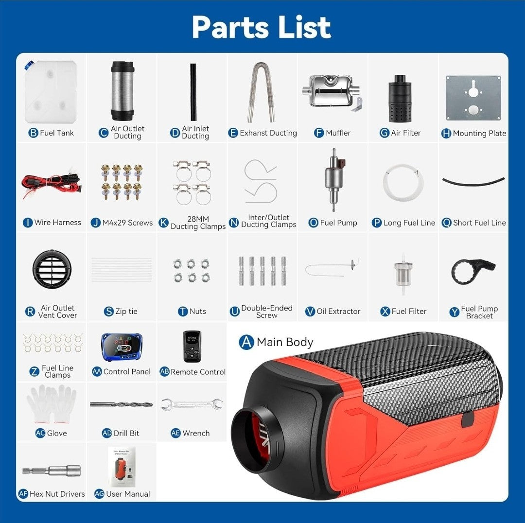 12V/24V Diesel Night Parking Heater 5KW Advanced Remote/Lcd,Car Truck Camper Van