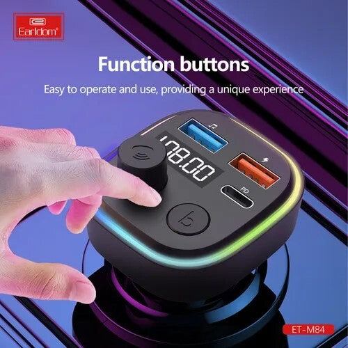 Bluetooth 5.0 Wireless FM Transmitter Radio MP3 Player USB-C Car Charger Adapter