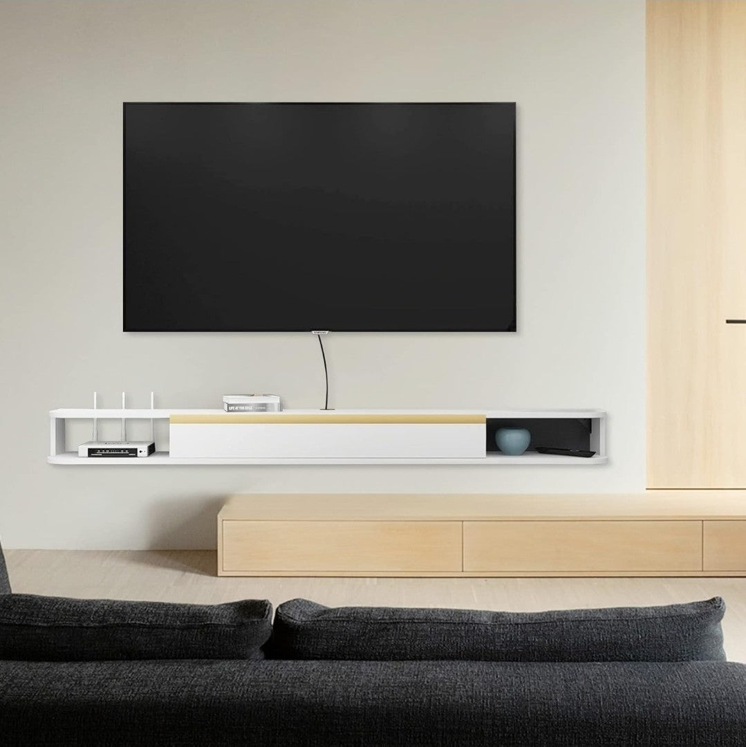 Pmnianhua Floating TV Stand, Wall Mounted Entertainment Center TV Console 150cm