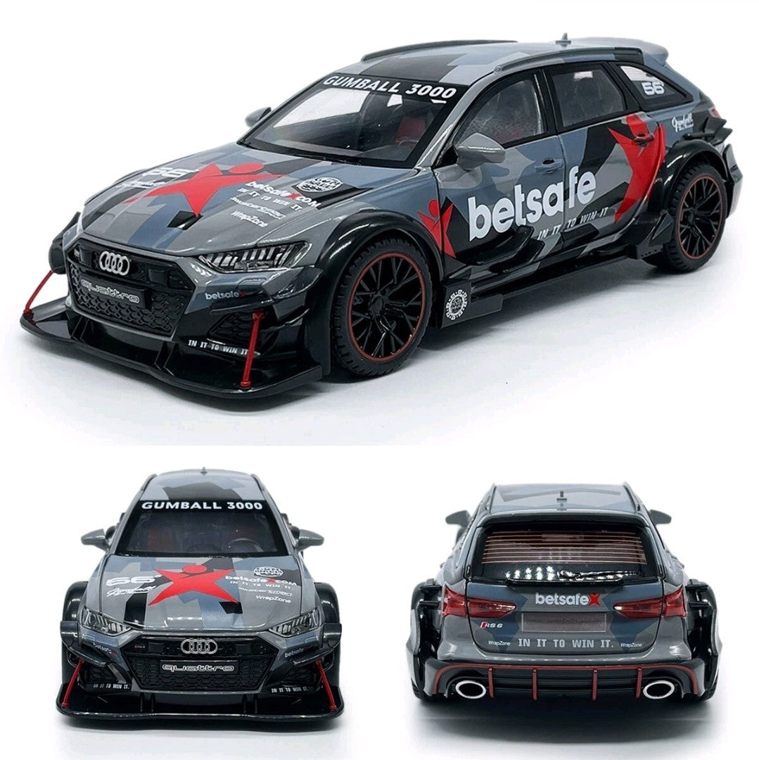 1:24 Audi RS6 Avant DTM Model Car Metal Diecast Toy Vehicle for Kids Boys Grey