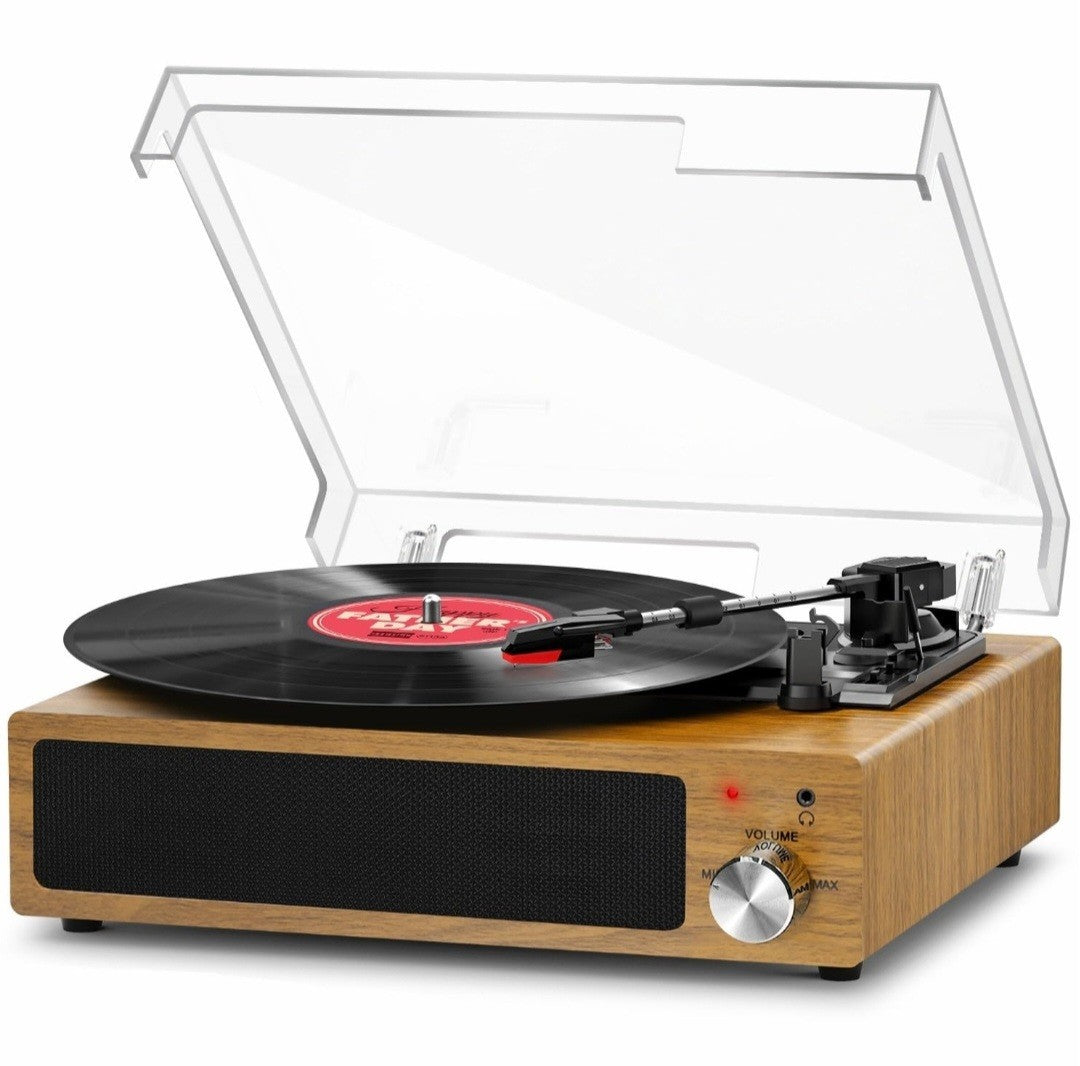 FYDEE Vinyl Record Player with Speakers Vintage Turntable Vinyls Size 7/10/12