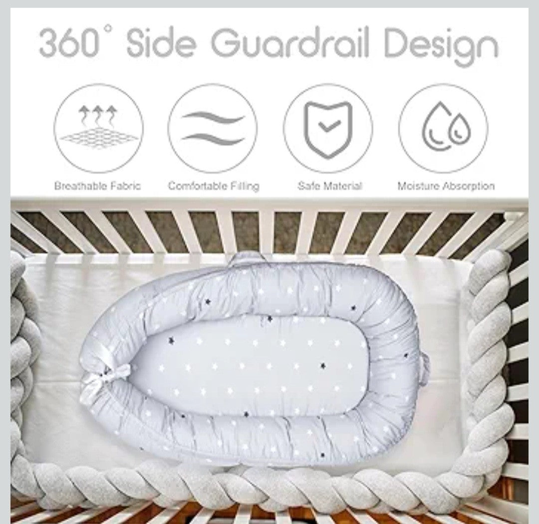 Baby Nest Pod for Newborn, Baby Lounger for 0-12 Months Boys Girls, 100% Cotton