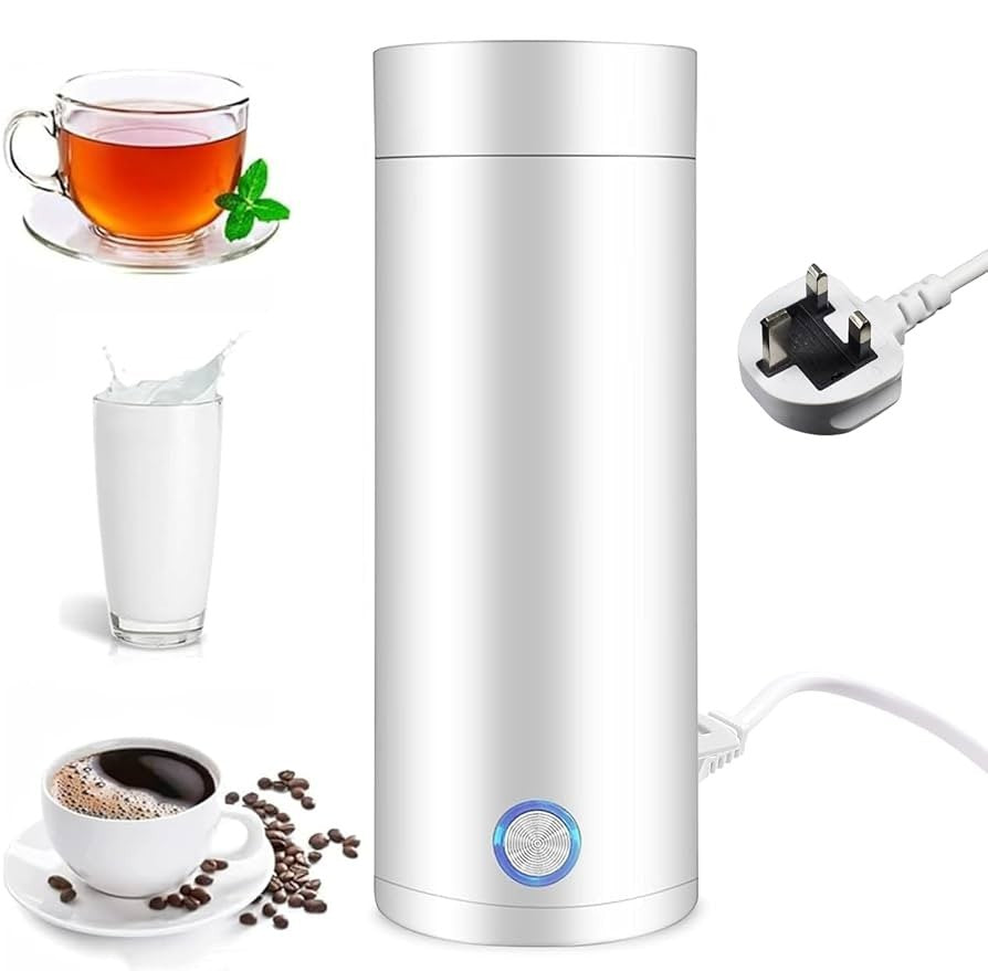 400ml Tea Pot Thermos Mini Portable Electric Travel Kettle Fast Water Boil White