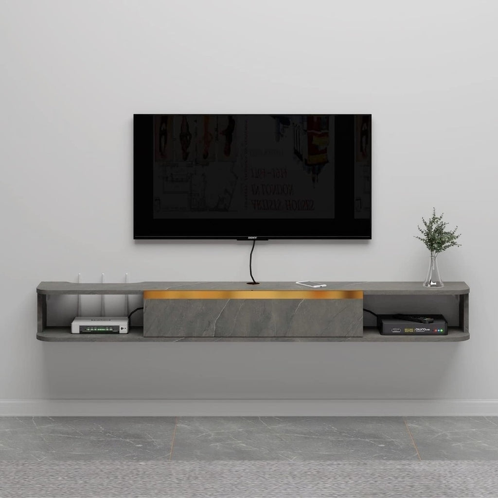 Pmnianhua Floating TV Stand, Wall Mounted TV Media Console 160 Cm Dark grey