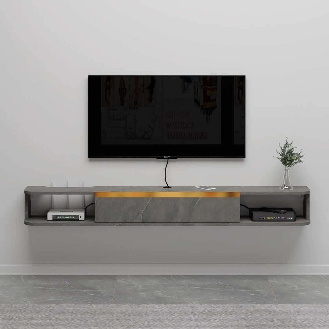 Pmnianhua Floating TV Stand, Wall Mounted TV Media Console 160 Cm Dark grey