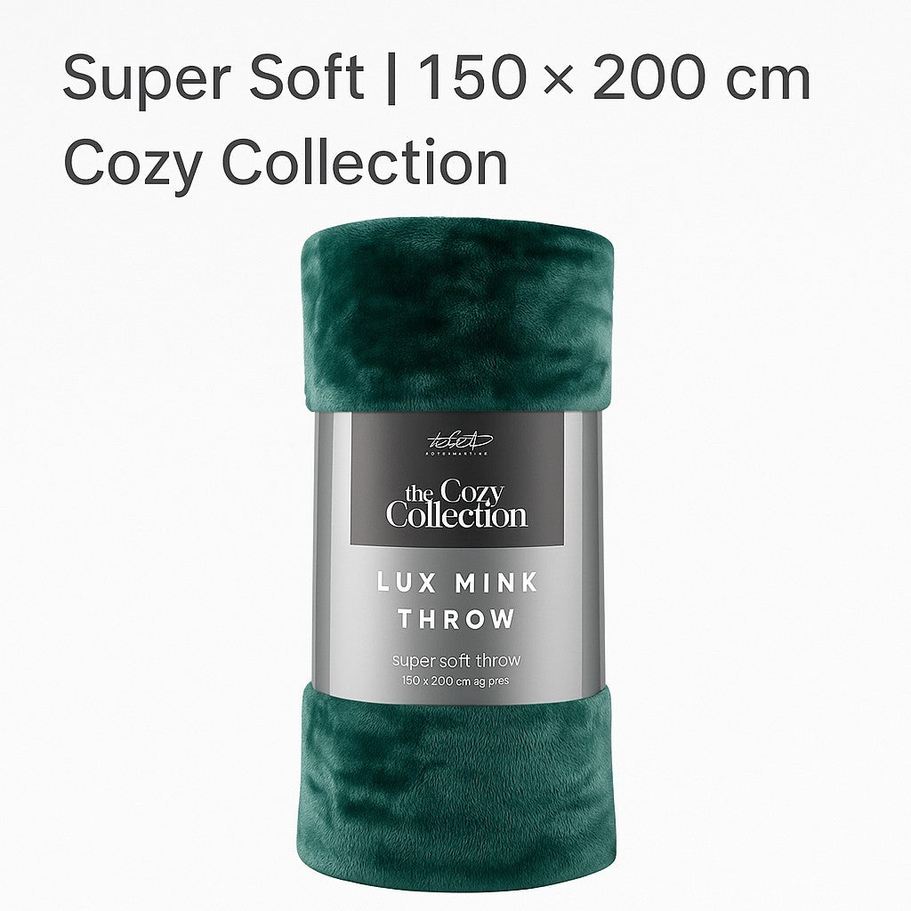 Luxury Faux Mink Throw Blanket Forest Green – Super Soft Cozy Collection 150×200