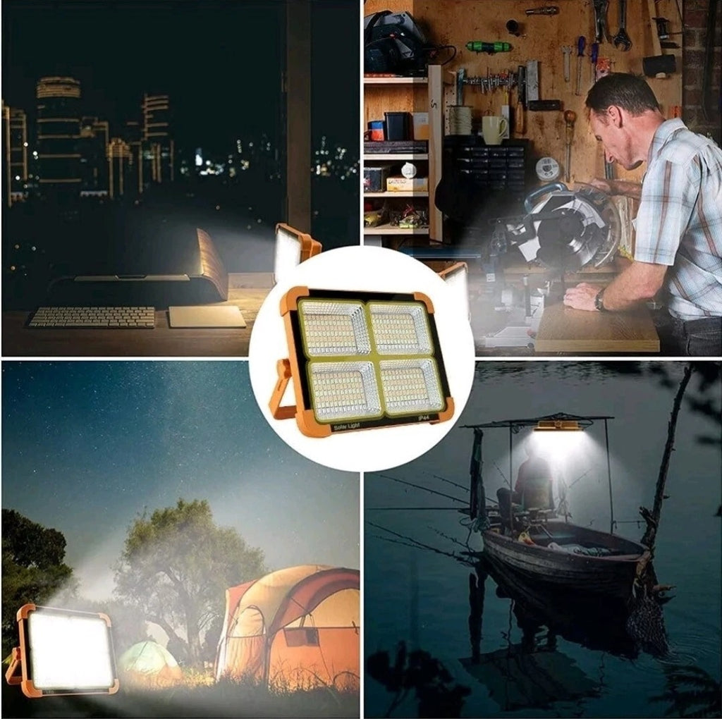 2000W Rechargeable LED Work Light Solar Cordless Portable Floodlight USB 4 Modes