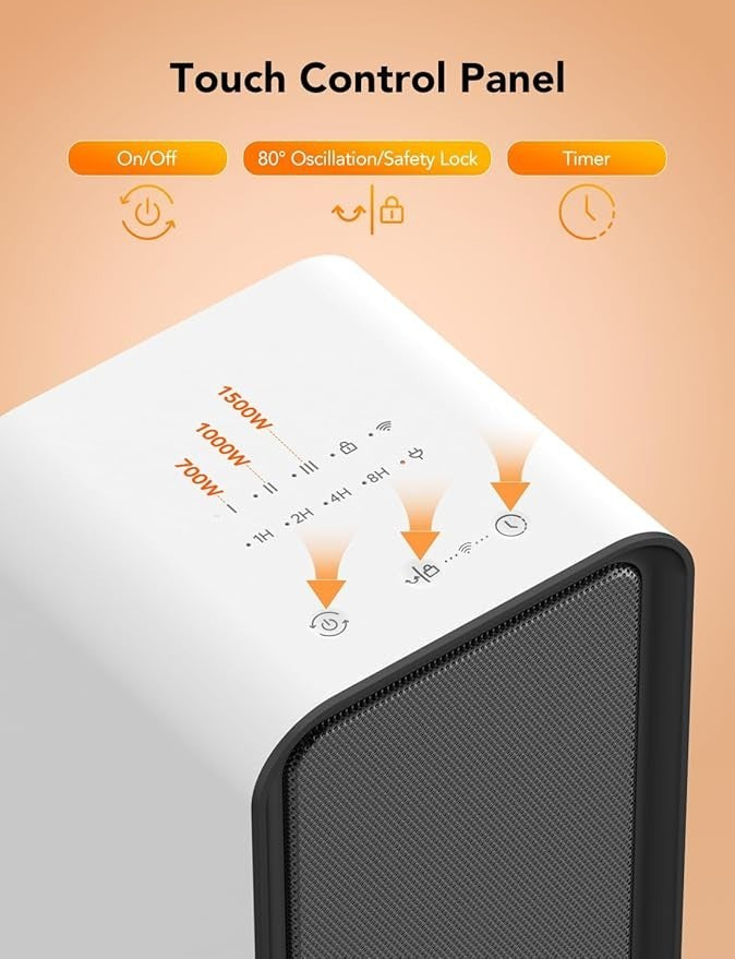 GoveeLife Smart Tower Heater 1500W WiFi Alexa App Control Portable Electric Fan 