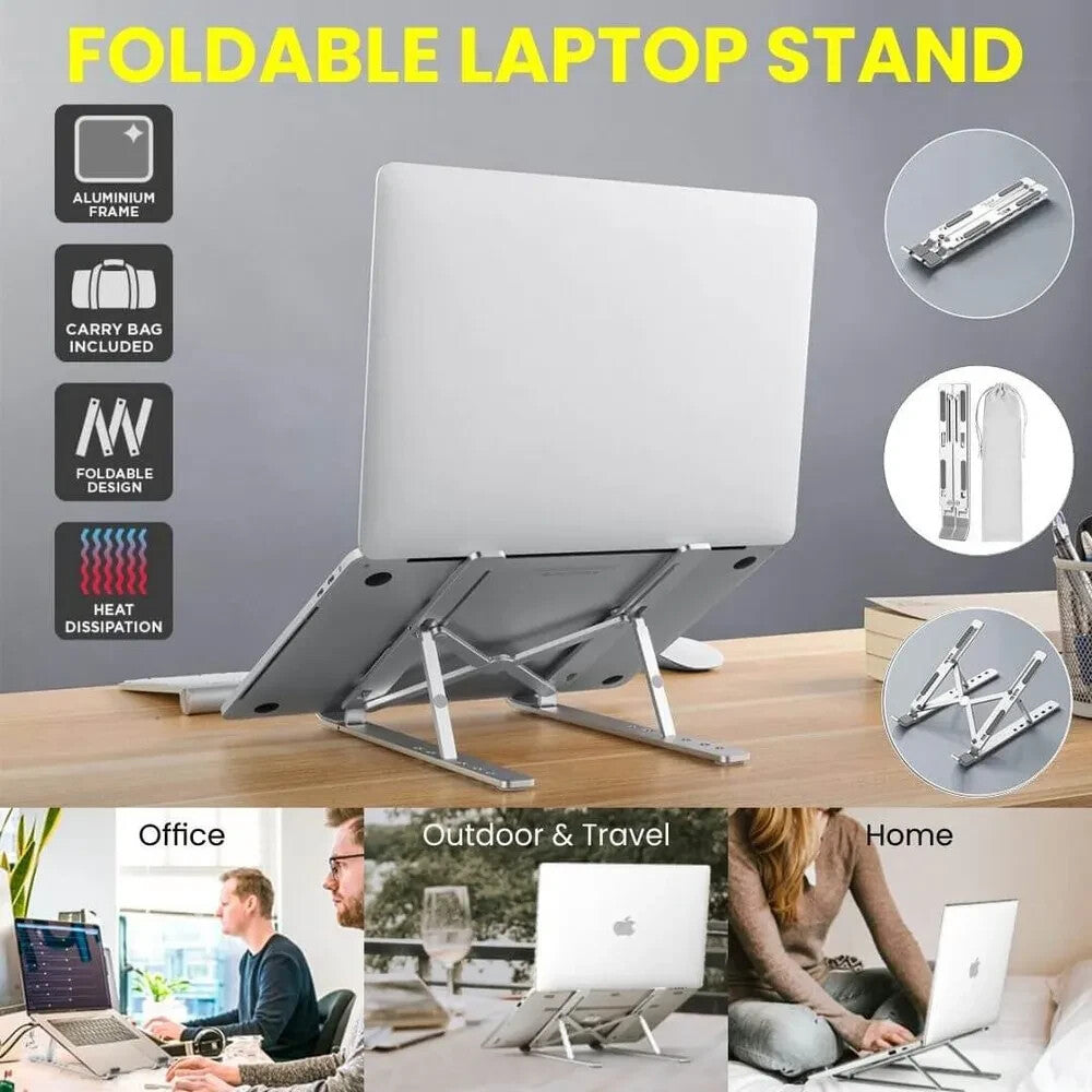 Adjustable Laptop Stand Portable Folding Aluminium Alloy For All Laptop, Ipads