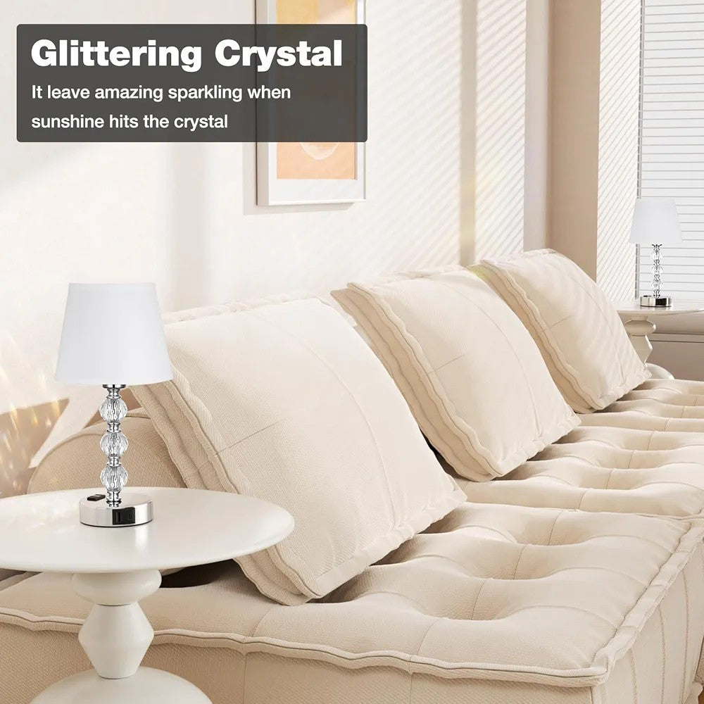 Bedside Table Lamp –Touch Control Dimmable Nightstand Lamp with Dual USB & USB-C