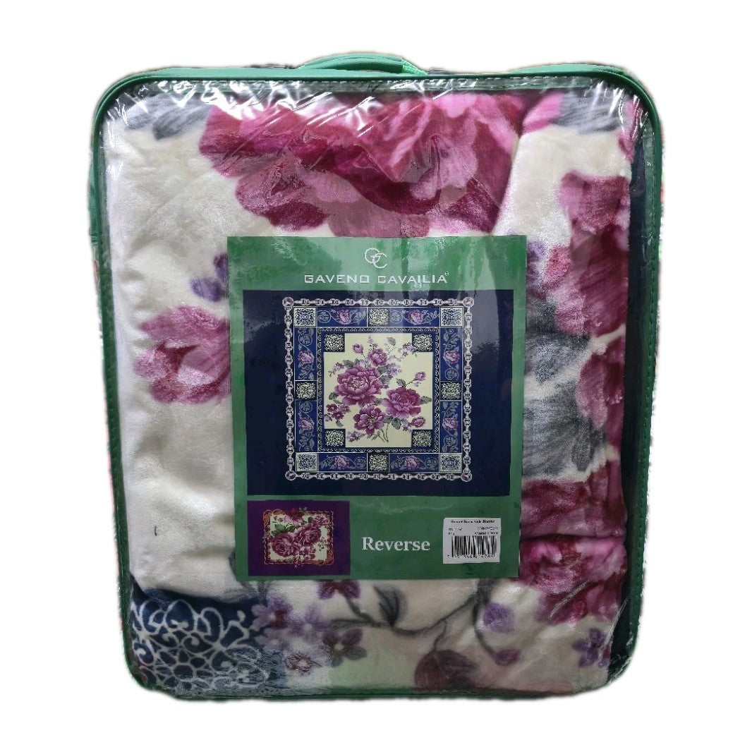 2 Ply Anastasia Floral Fleece King Size Blanket 4KG–Soft Warm Weighted 200x240cm
