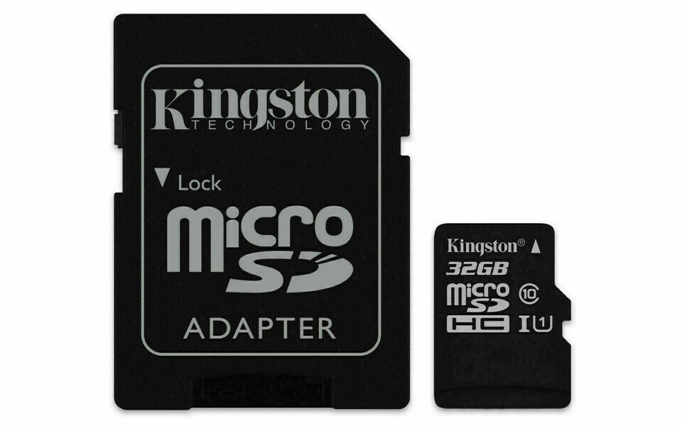 Genuine Kingston 32gb Micro SD Memory Card + adapter, SDHC SDXC TF Card Class 10