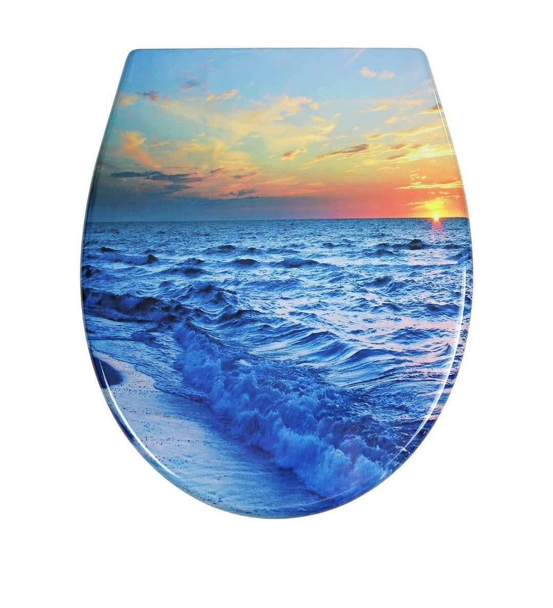 Fanmitrk Duroplast Soft Close Toilet Seat-Quick Release Ocean Theme