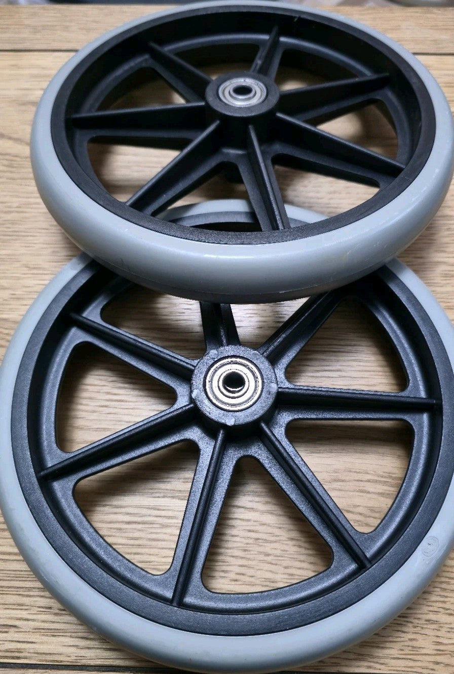 2-Pcs 200mm (8") Grey Rubber Small Non Marking Wheelchair Wheel Replacement