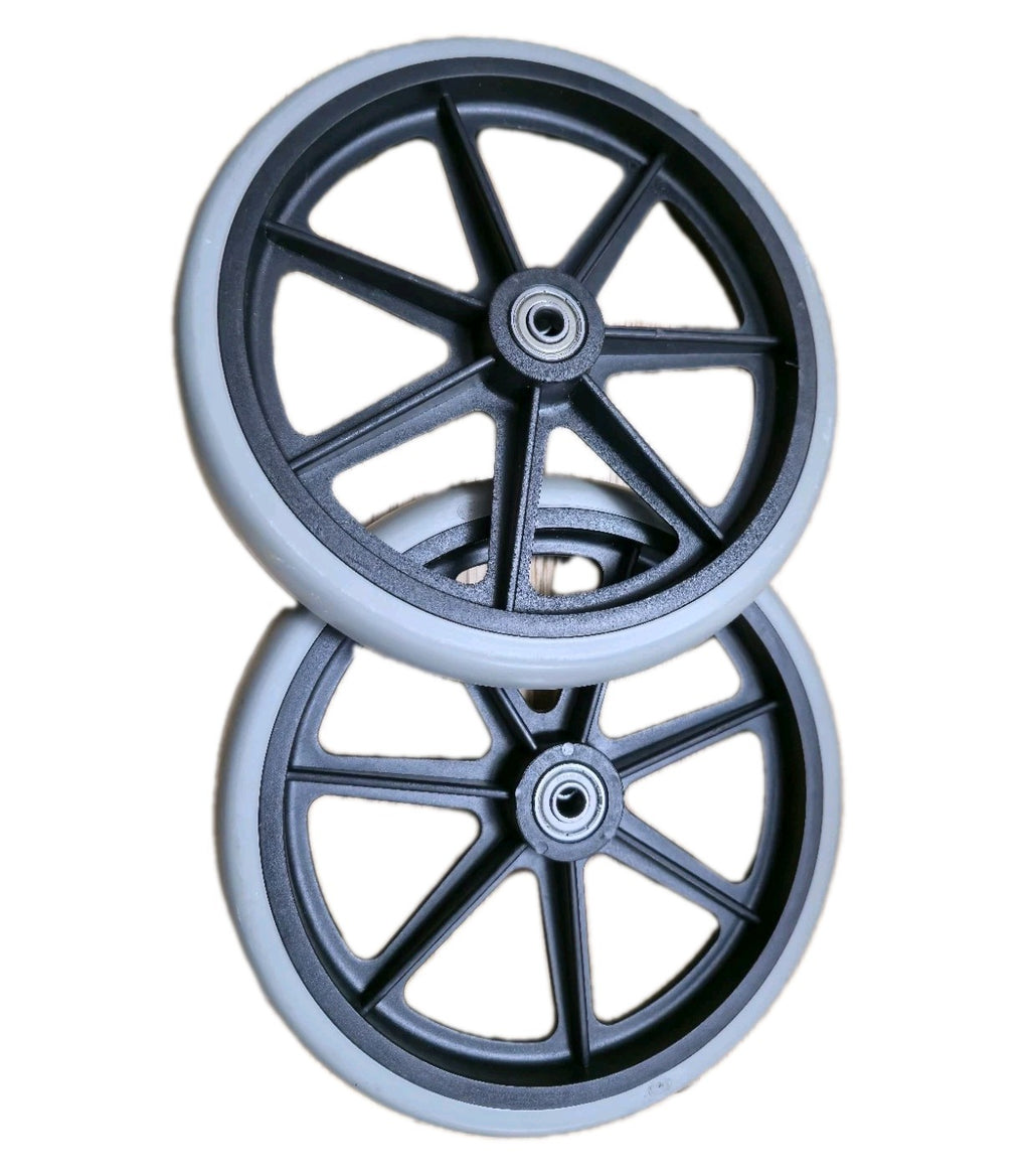 2-Pcs 200mm (8") Grey Rubber Small Non Marking Wheelchair Wheel Replacement