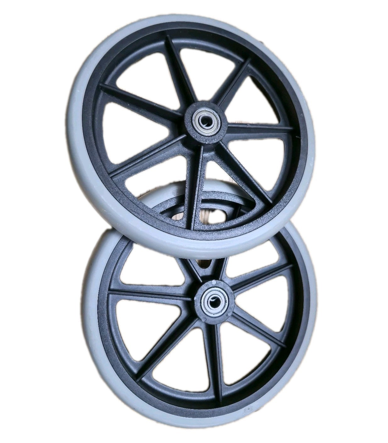 2-Pcs 200mm (8") Grey Rubber Small Non Marking Wheelchair Wheel Replacement
