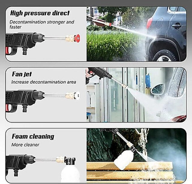 Cordless Car Pressure Washer Water Gun High Power Jet Wash Cleaner Rechargeable