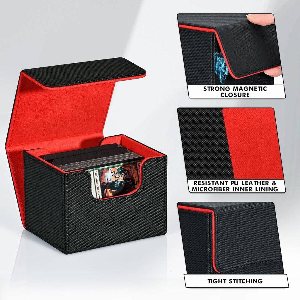 Premium Deck Boxes Card Holder - Strong Magnetic Clips - Single Black 