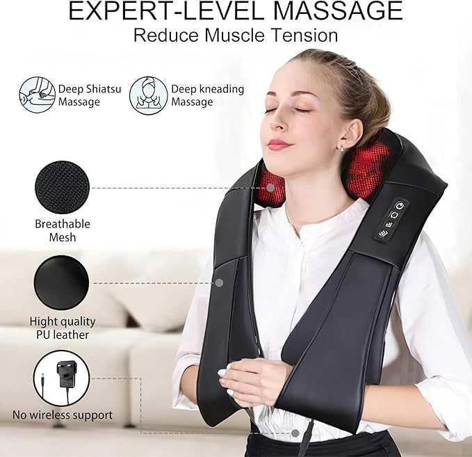 Original Gsport Electric Shiatsu Neck Back Shoulder Massager with Heat 16 Head