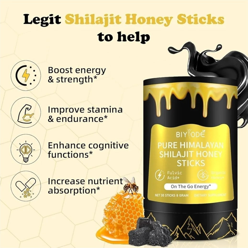Biyode Himalayan Shilajit Organic Honey Sticks Manuka Honey FAST 100% VEGAN