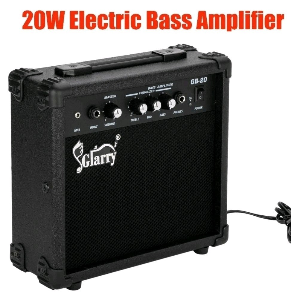UK Portable Glarry 20W Electric Bass Guitar Amp Combo Amplifier Speaker Black