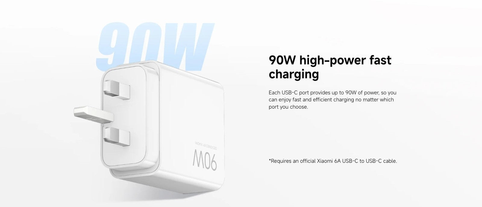 Xiaomi 90W Hyper Charge UK Power Adapter 3-Port For Mobiles,Ipad,Tab & Laptop 