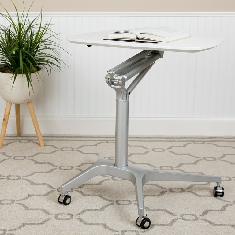 Sit-Stand Adjustable Computer Desk 28" White | Ergonomic Workstation Table