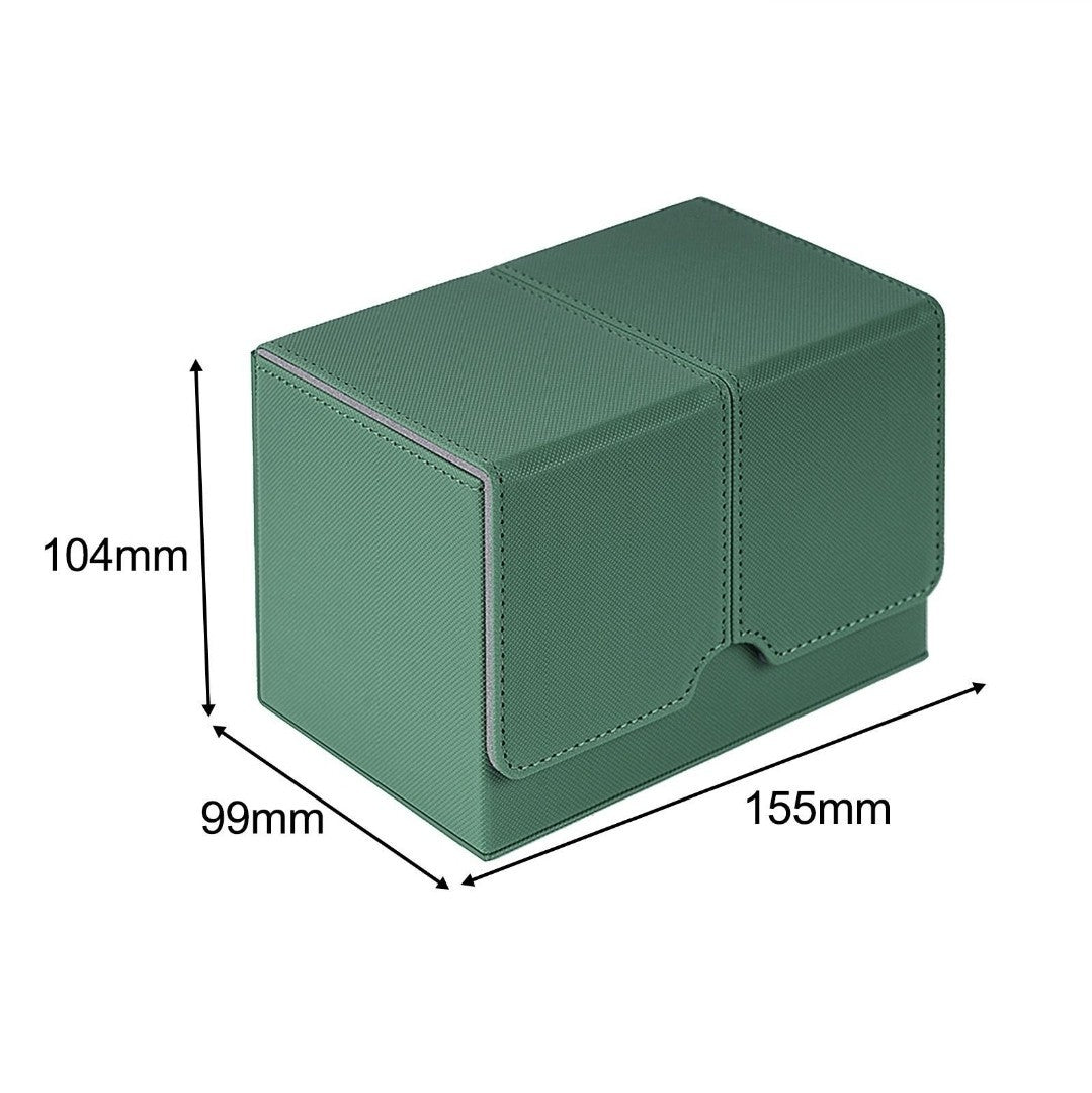 Card Deck Box Gaming Card Holder Premium PU Leather Sports Double Size Green 