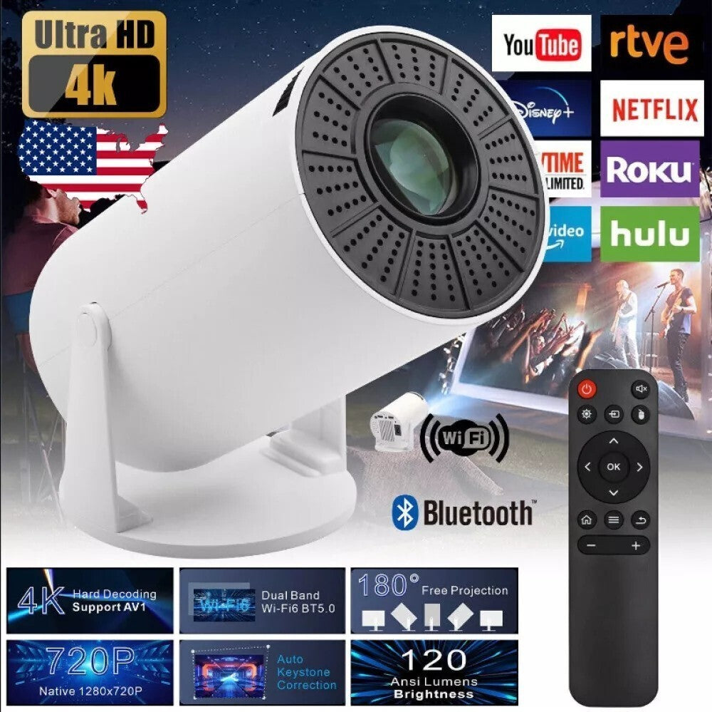 HD Ready Smart Short Throw WiFi Bluetooth Portable Mini Projector