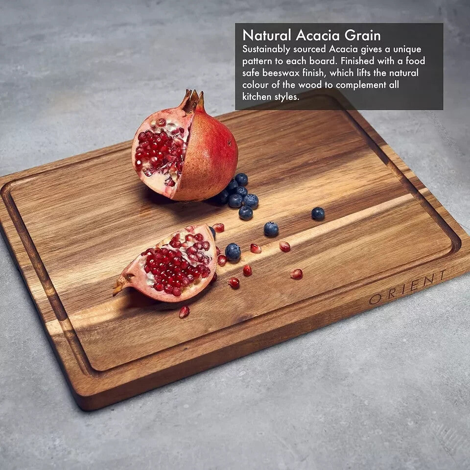 Acacia Chopping Board Carving Boards- 16 x 12 inch Raised Dark Wood Cutting Boad