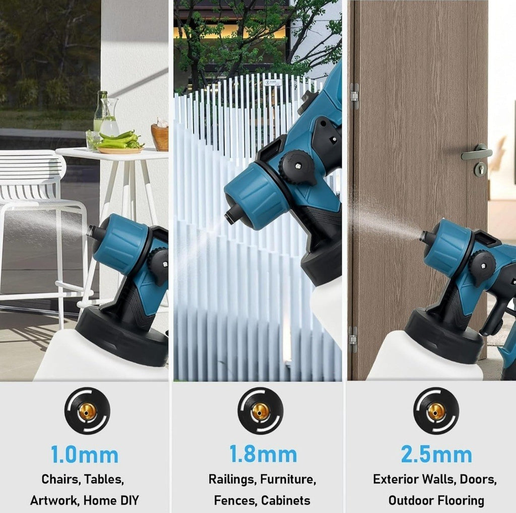 Cordless Paint Sprayer 1000ML  Spray Gun + 2 x 18V Li-ion Battery & Accessories