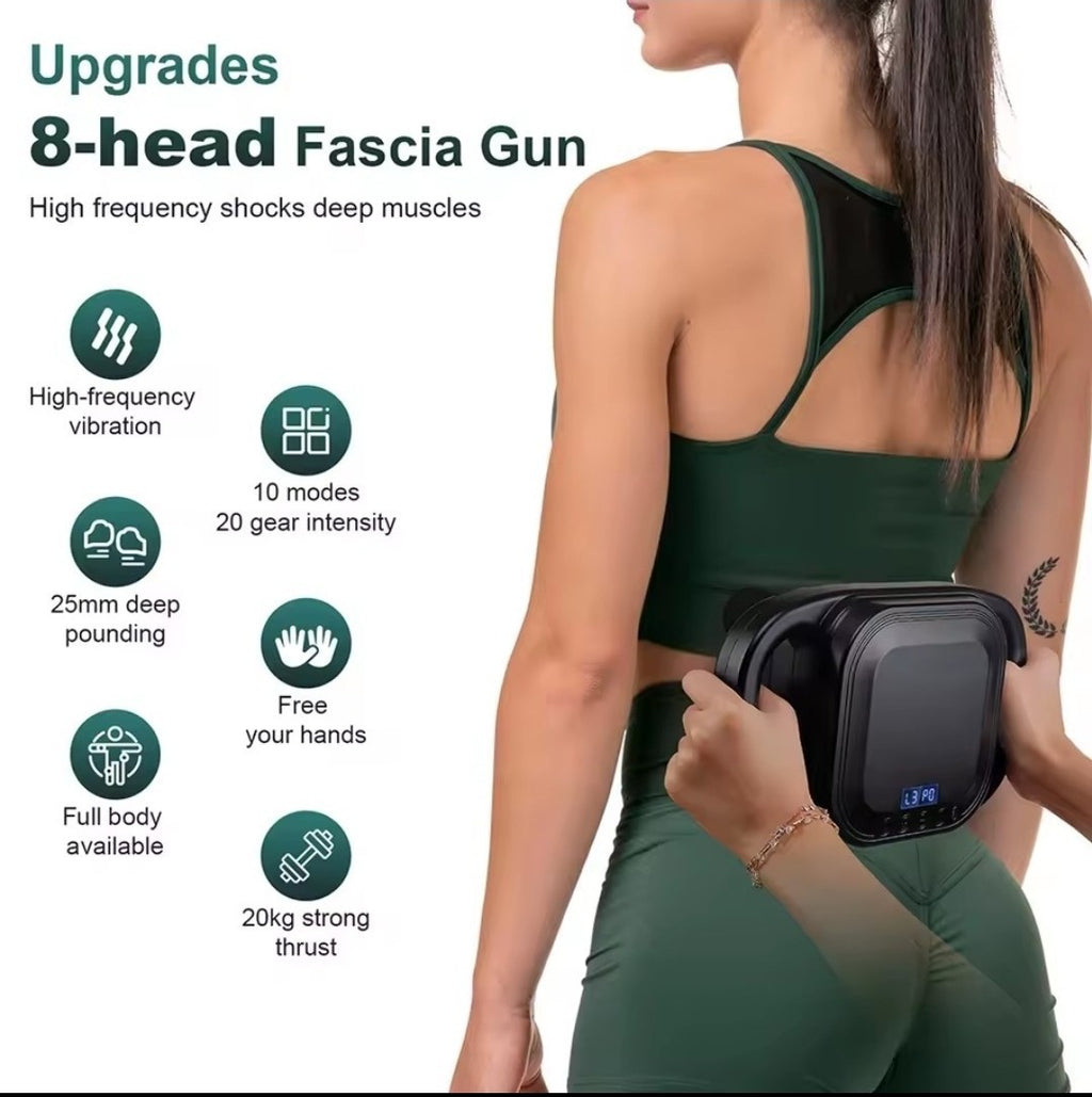 8 Head Massage Gun Deep Tissue Muscle Therapy Percussion Message Relax Back Neck