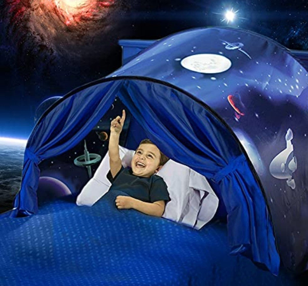 Dream Kids Bed Tent – Foldable Pop-Up Canopy | Cozy Sleep Dome SPACE ADVENTURE