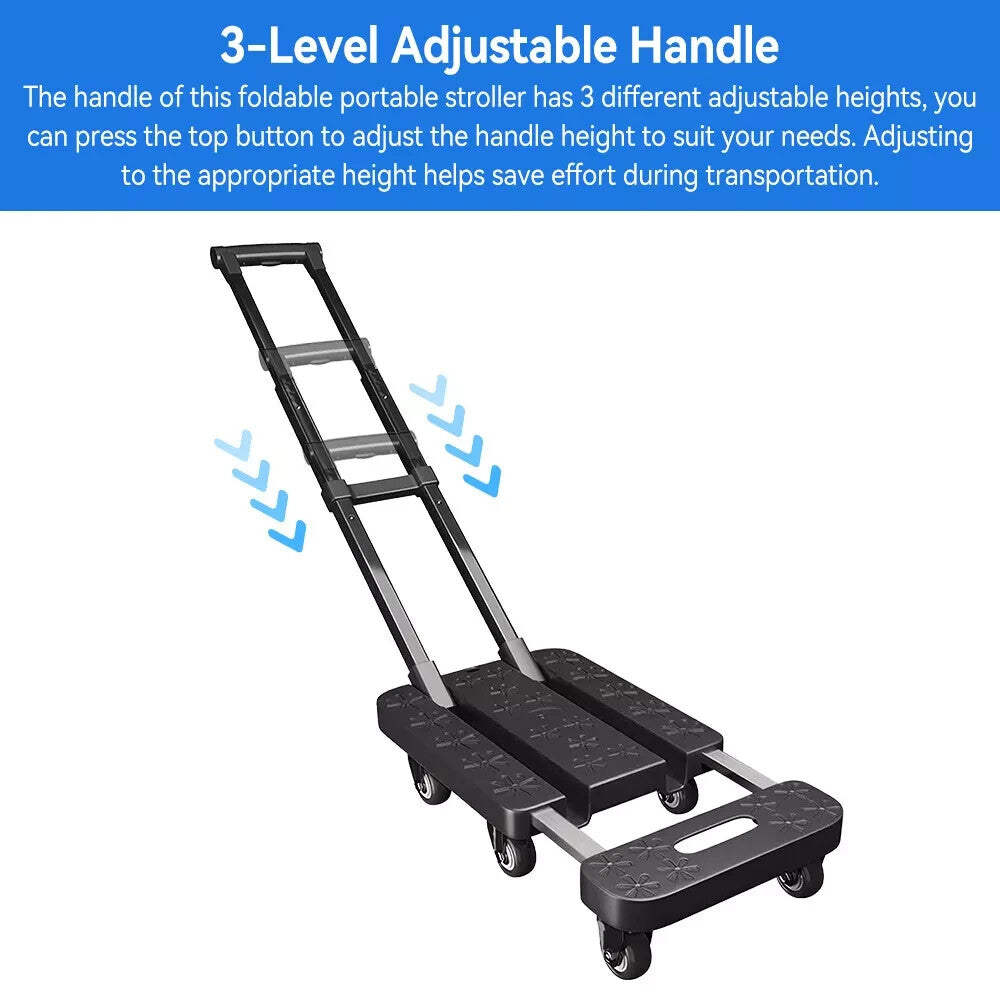 Brand New Heavy Duty Folding Hand Trolley 227 KG 6-Wheel Platform Cart Dolly