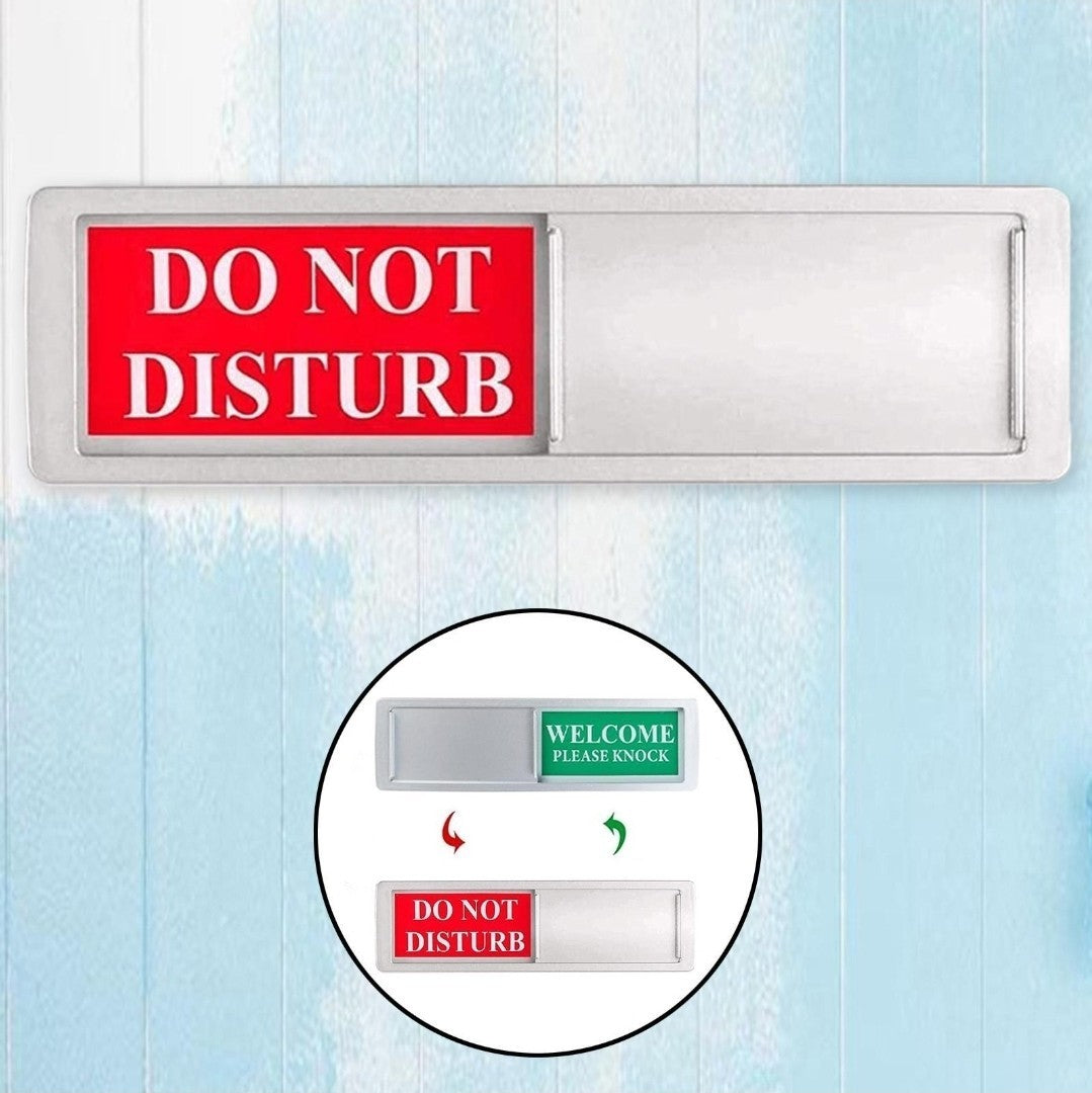 Reversible Sliding Door Sign – "Do Not Disturb" & "Welcome Please Knock" –Office